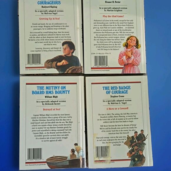 Great Illustrated Classic Books Lot Of 4 HC Pollyanna Captains Courageous Red - Picture 2 of 3